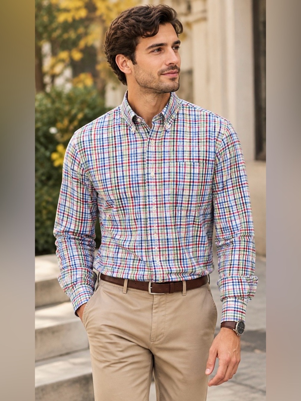 ✨ Brooks Brothers Milano Fit Sports Shirt Seersucker Multi-Check Size S